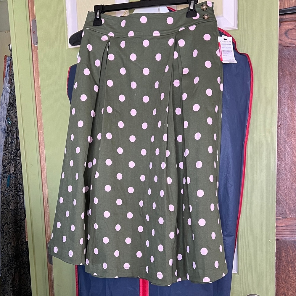 Halogen Green and Pink Polka Dot A-Line Skirt